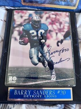 Barry Sanders #20 Detroit Lions Autograph Plaque - Blue Silver